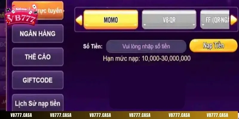 Phương thức nạp tiền qua ví điện tử Momo là một lựa chọn tiện lợi 